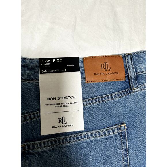 Lauren Ralph Lauren Womens High-Rise Flare Jeans Blue Wash Size 18 / Waist 34 - Picture 5 of 6